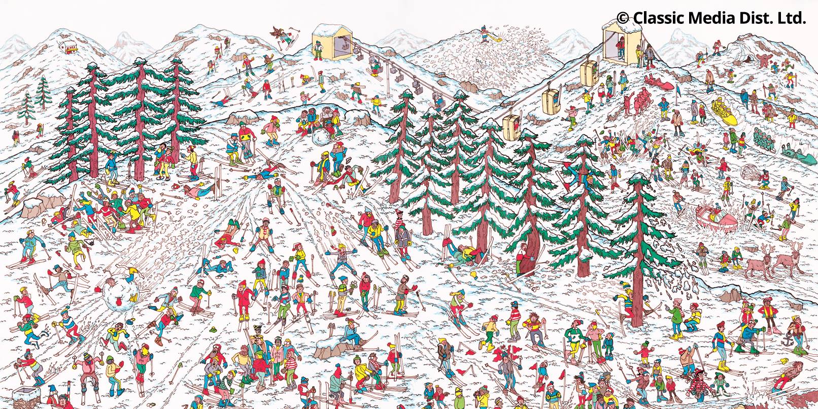 Enlarged view: ski slope picture of Where's Waldo as an example for the complex surface of a catalyst