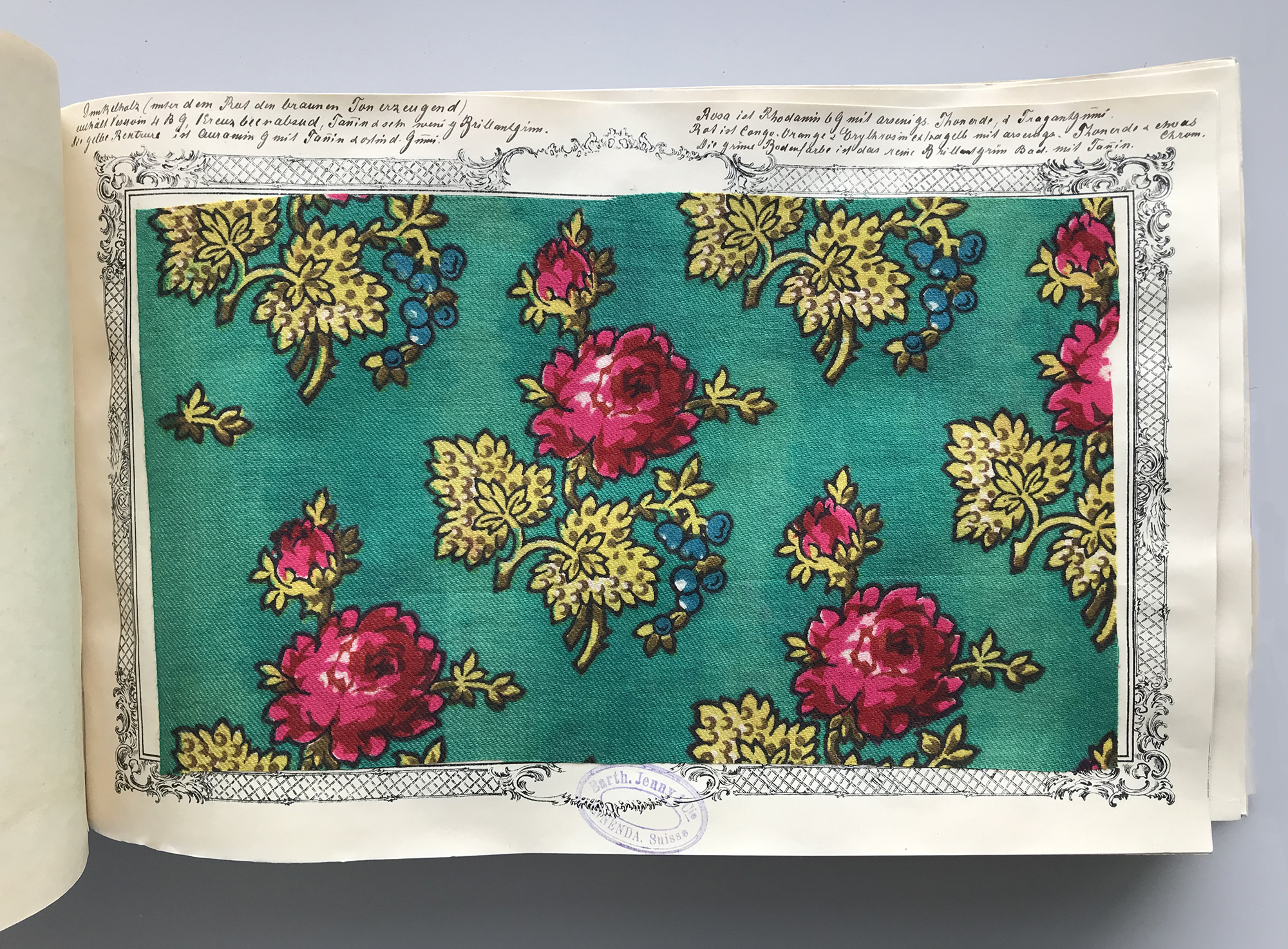 Example of a fabric pattern book of Adolf Jenny-Trümpy