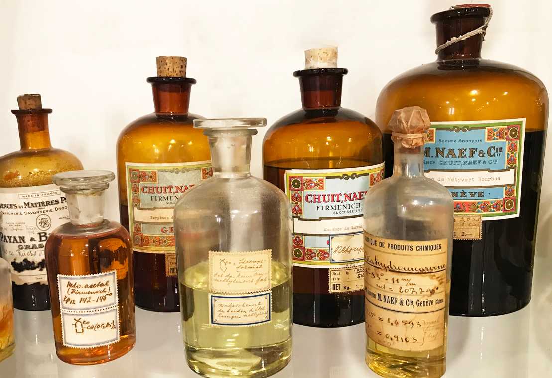 Bottles of fragrances and essences Naef & Co (Geneva) are part of the collection