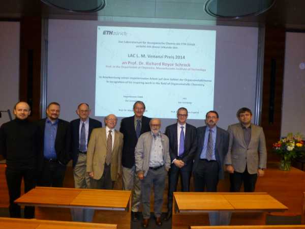 Richard R. Schrock and faculty at the Venanzi Distinguished Lecture 2014