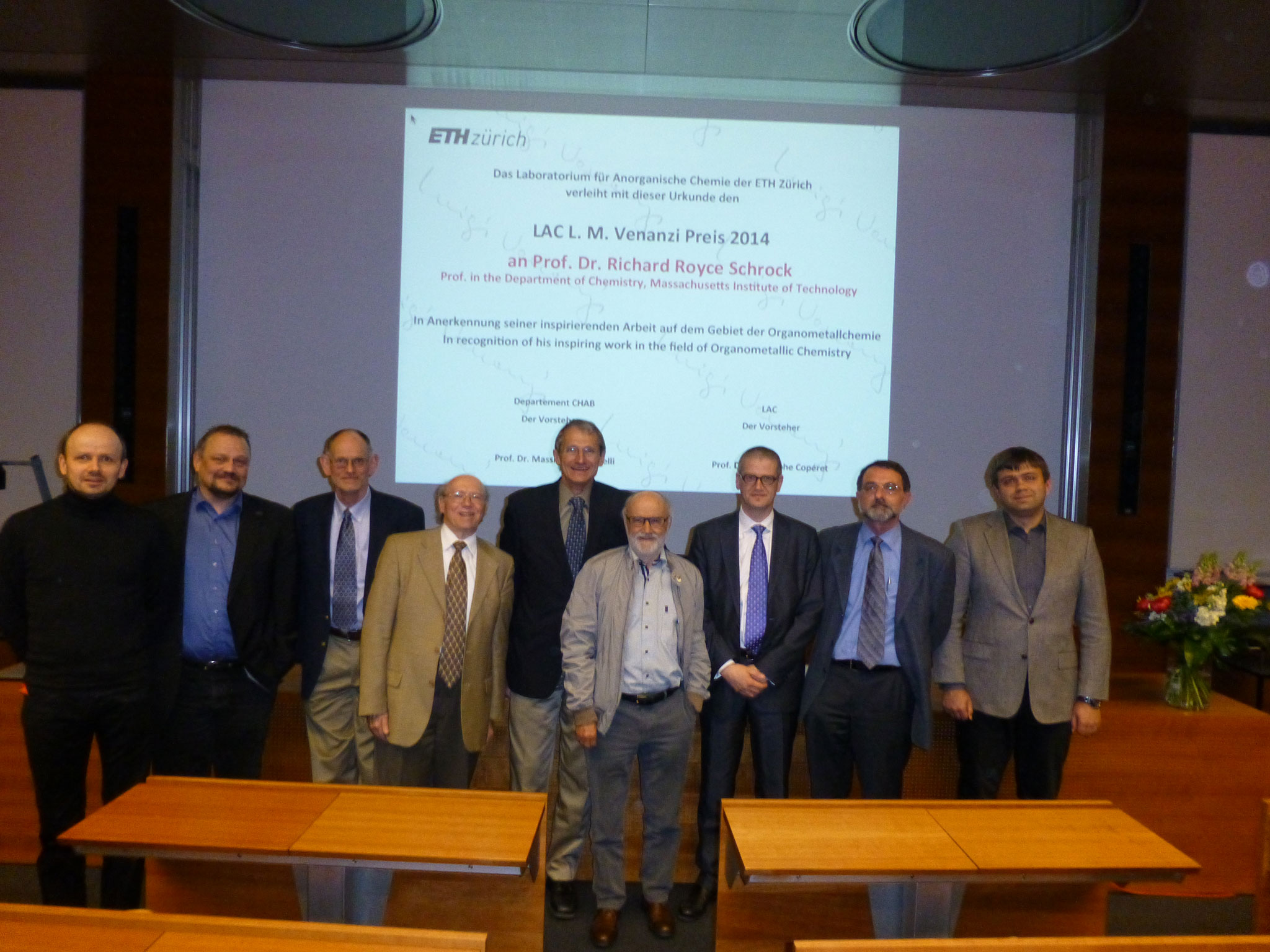 Enlarged view:  Richard R. Schrock with Faculty Members at the L. M. Venanzi Distinguished Lecture 2014