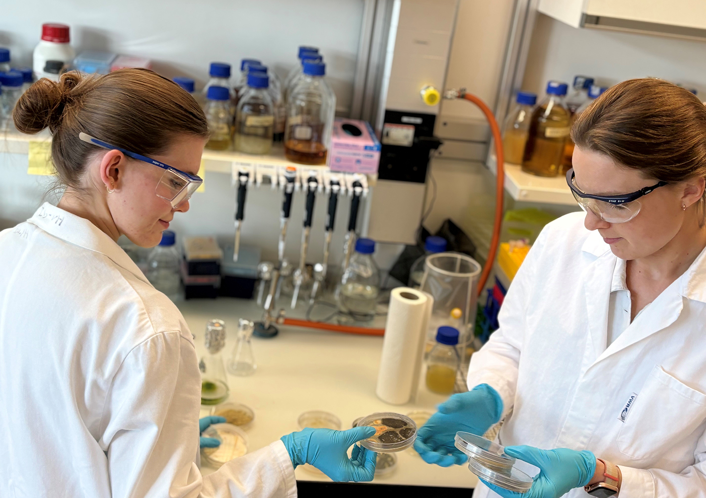 Amy Fraley (right) and one of her first PhD students Anita Berg working in the lab