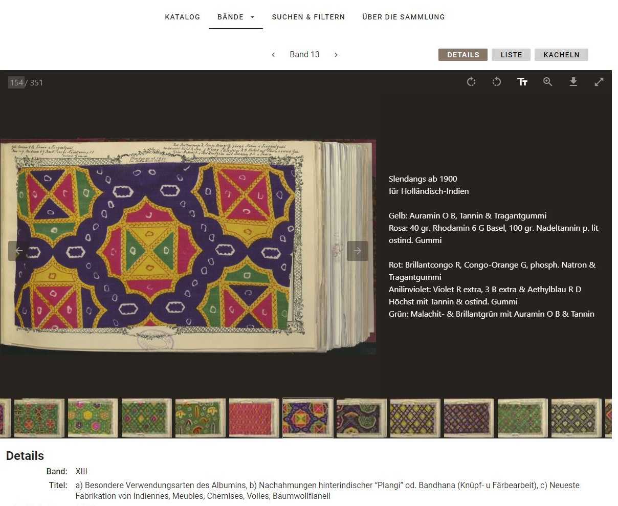 Vergrösserte Ansicht: Screenshot Website Stoffmusterkatalog