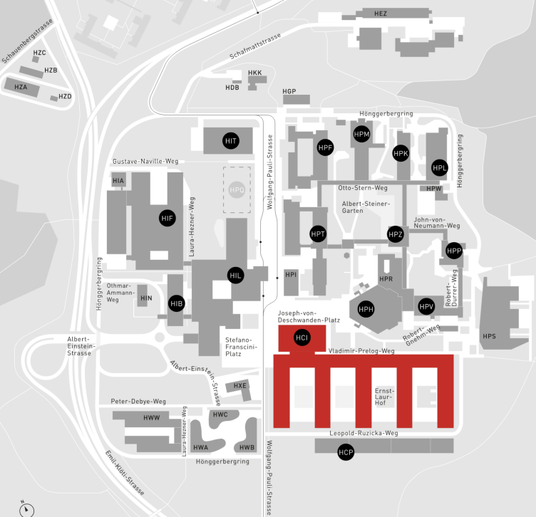 Vergrösserte Ansicht: Karte HCI Gebäude Hönggerberg